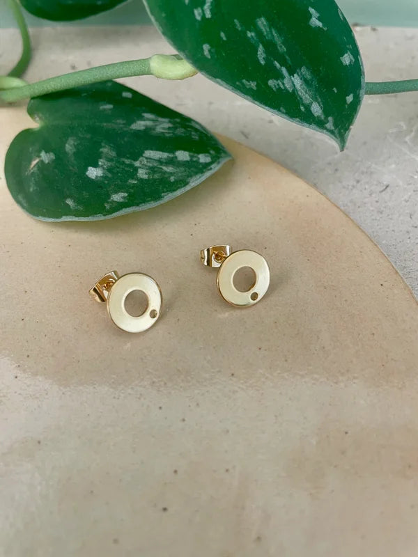 Stud Oorbel Ring 10,5mm – Roestvrij Staal Goud (2 stuks)