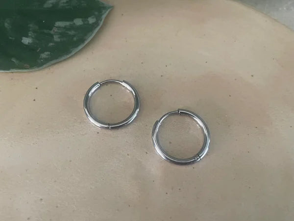 Stainless Steel Ronde oorbellen zilver, 2 stuks, maat 14mm