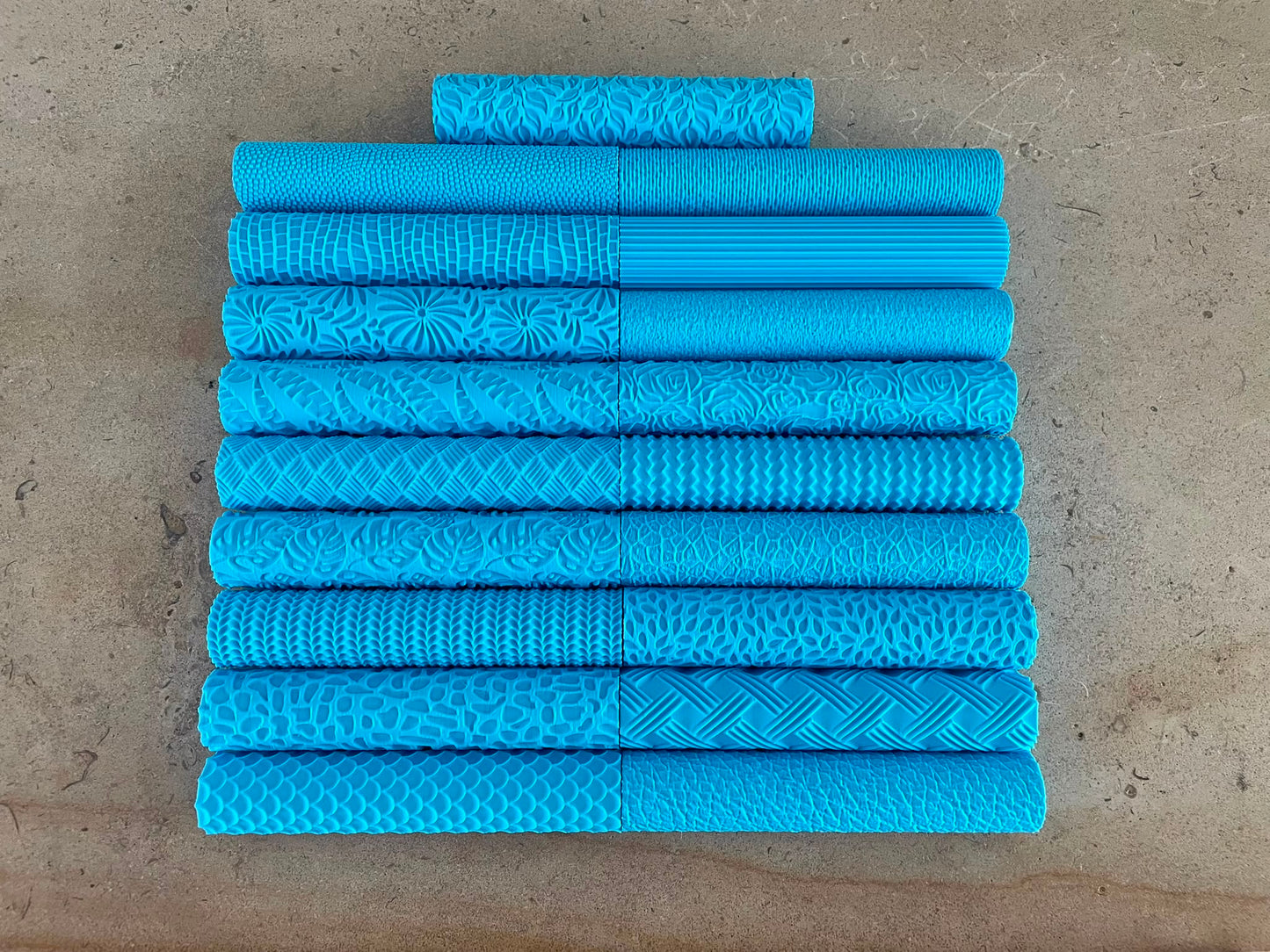 Textuurrollers Set van 19 – Blauw