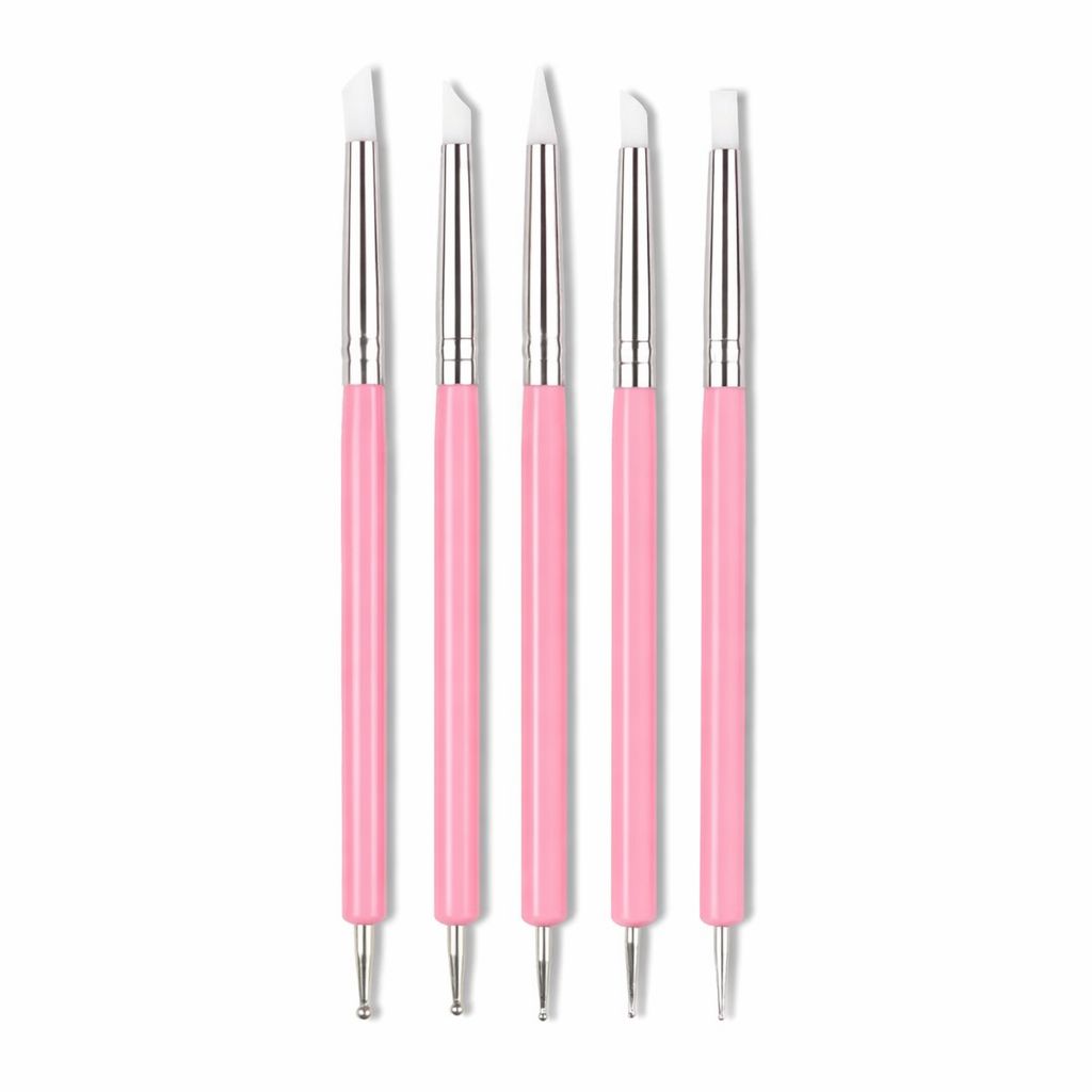 Siliconen kwastjes voor UV Resin - Set van 5 roze