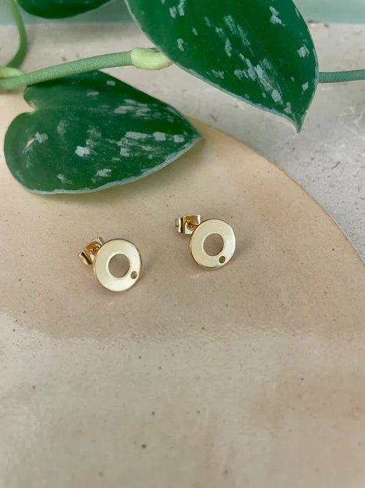 Stud Oorbel Ring 10,5mm – Roestvrij Staal Goud (2 stuks)