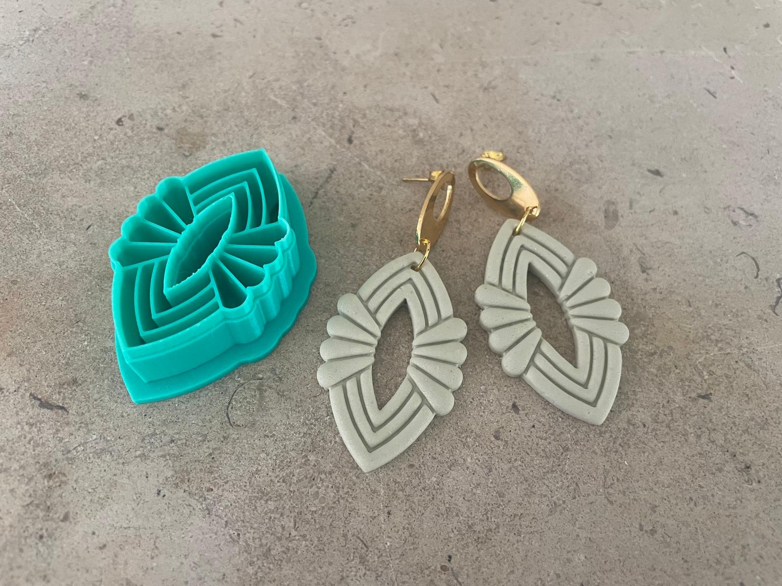 Art Deco Ruit polymeerklei cutter turquoise
