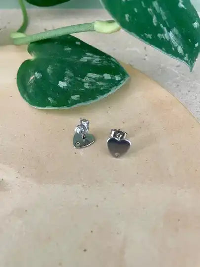 Stud Oorbel Hart 8x8mm – Roestvrij Staal Zilver (2 stuks)
