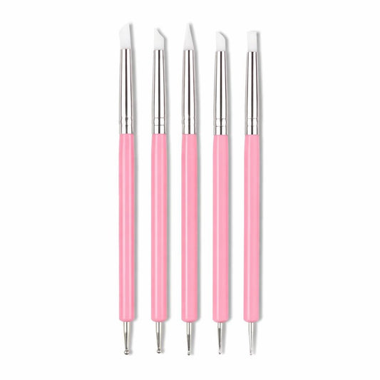 Siliconen kwastjes voor UV Resin - Set van 5 roze
